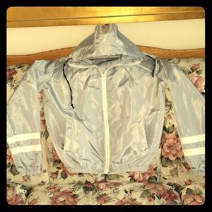NWOT Varsity Striped Zip-Up Hooded jacket